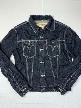 Levi's Black Indigo Contrast-Stitch Denim Jacket RED Small